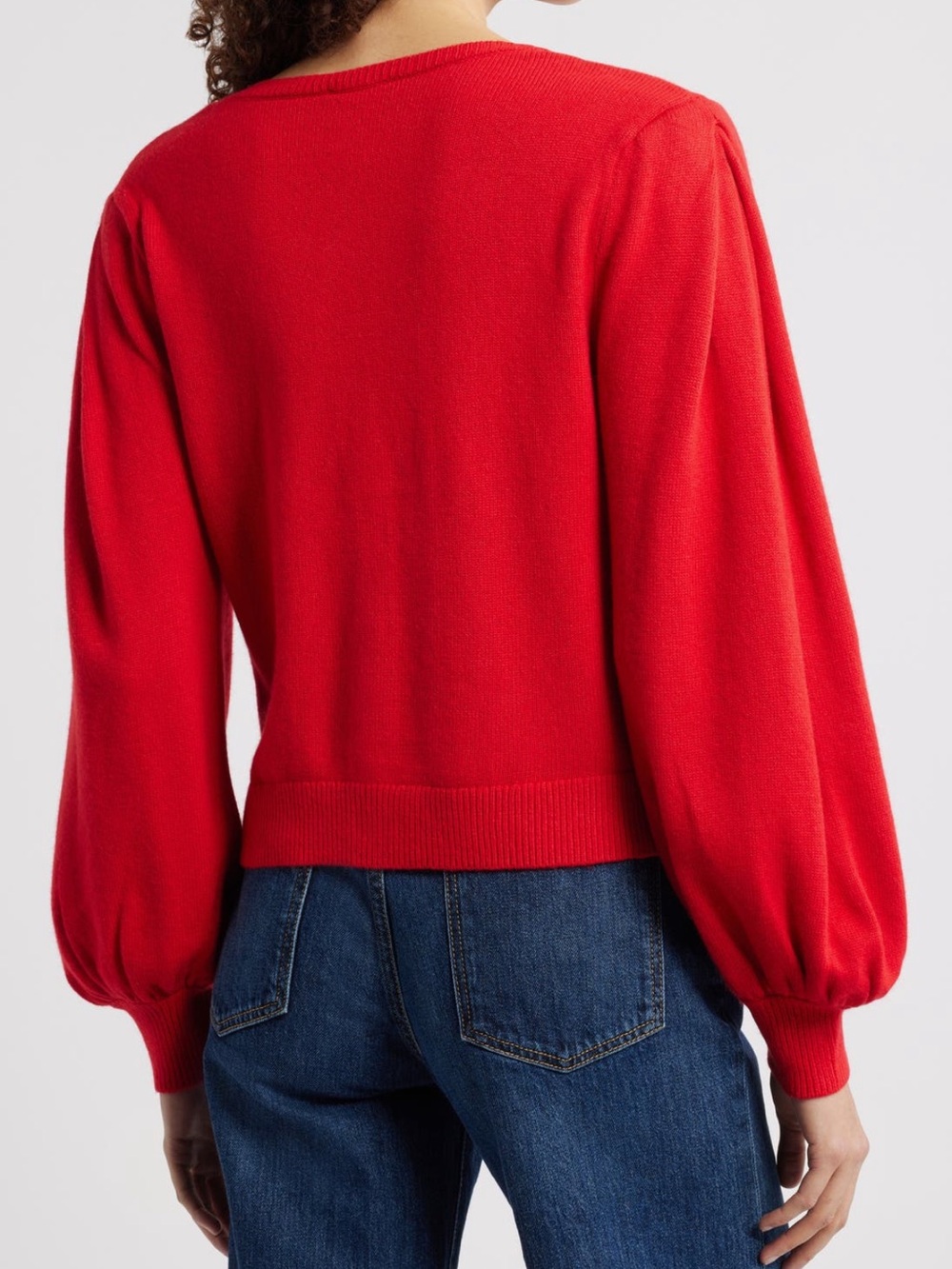FARM Rio Red Heart-Appliqué Button-Front Cardigan - Picture 2 of 5
